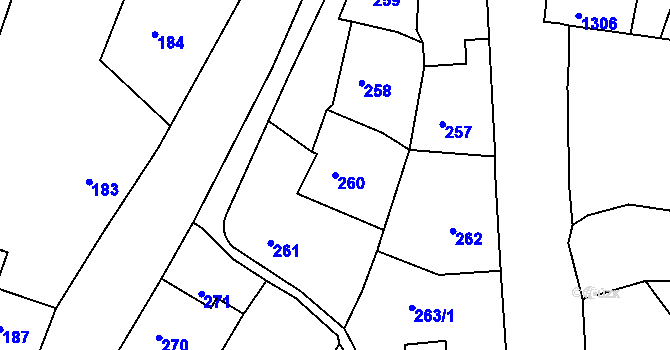 Parcela st. 260 v KÚ Rumburk, Katastrální mapa