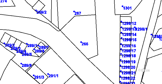 Parcela st. 266 v KÚ Rumburk, Katastrální mapa