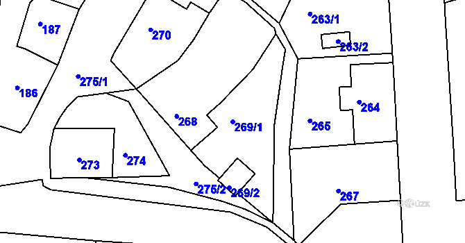Parcela st. 269/1 v KÚ Rumburk, Katastrální mapa