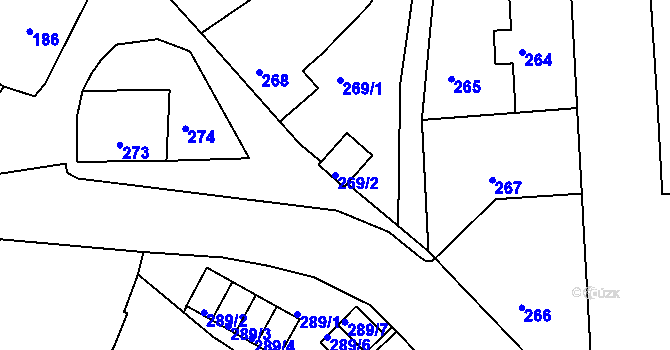 Parcela st. 269/2 v KÚ Rumburk, Katastrální mapa