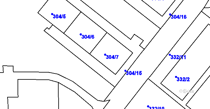 Parcela st. 304/7 v KÚ Rumburk, Katastrální mapa