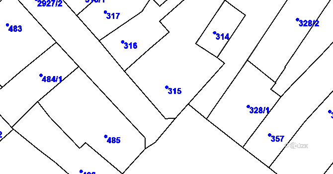 Parcela st. 315 v KÚ Rumburk, Katastrální mapa