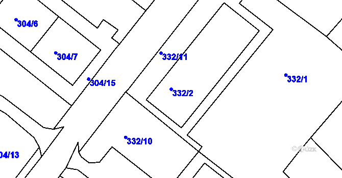 Parcela st. 332/2 v KÚ Rumburk, Katastrální mapa