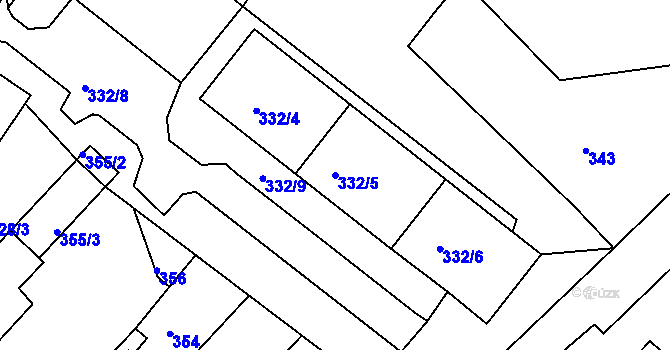 Parcela st. 332/5 v KÚ Rumburk, Katastrální mapa