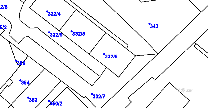 Parcela st. 332/6 v KÚ Rumburk, Katastrální mapa