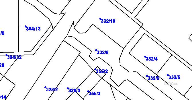 Parcela st. 332/8 v KÚ Rumburk, Katastrální mapa