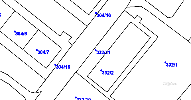 Parcela st. 332/11 v KÚ Rumburk, Katastrální mapa