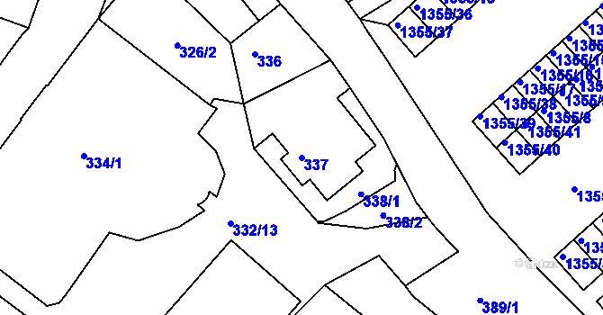 Parcela st. 337 v KÚ Rumburk, Katastrální mapa
