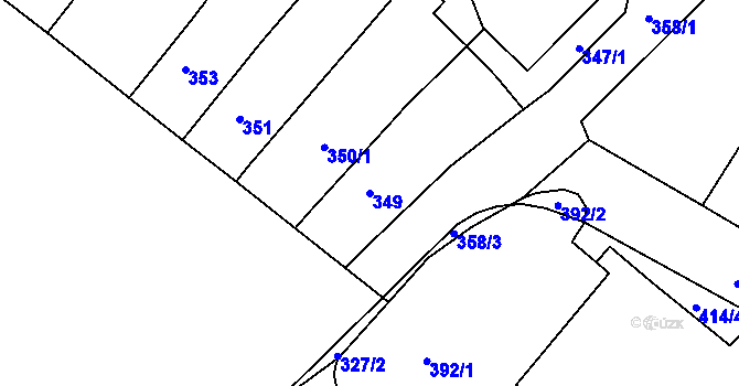 Parcela st. 349 v KÚ Rumburk, Katastrální mapa