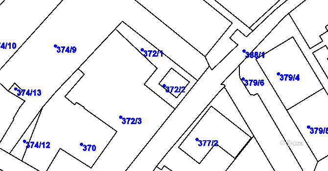 Parcela st. 372/2 v KÚ Rumburk, Katastrální mapa