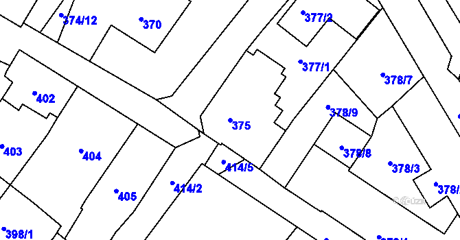 Parcela st. 375 v KÚ Rumburk, Katastrální mapa