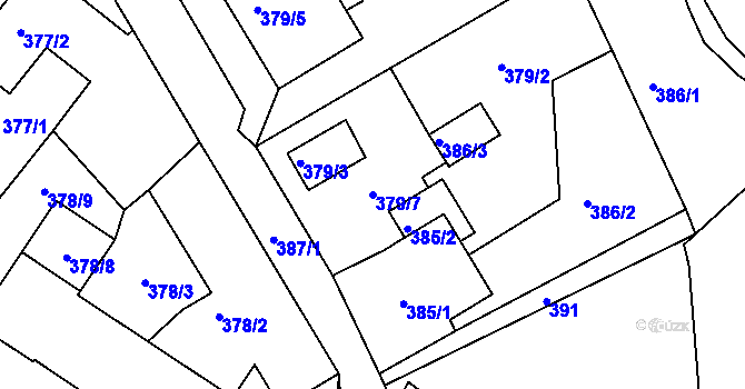 Parcela st. 379/7 v KÚ Rumburk, Katastrální mapa