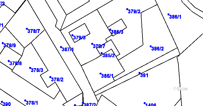 Parcela st. 385/2 v KÚ Rumburk, Katastrální mapa