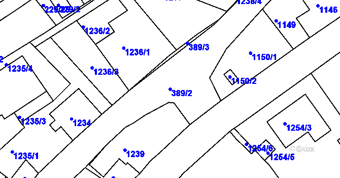 Parcela st. 389/2 v KÚ Rumburk, Katastrální mapa