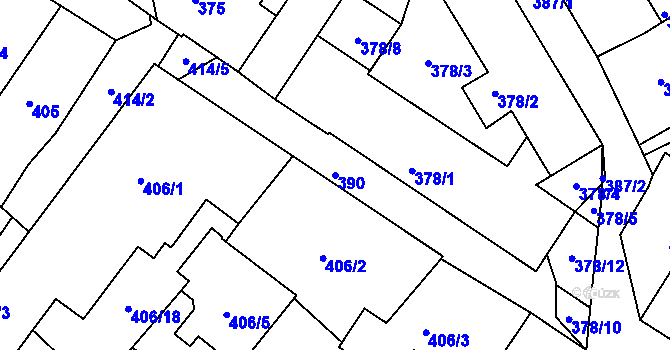 Parcela st. 390 v KÚ Rumburk, Katastrální mapa