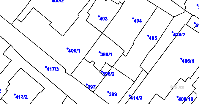 Parcela st. 398/1 v KÚ Rumburk, Katastrální mapa