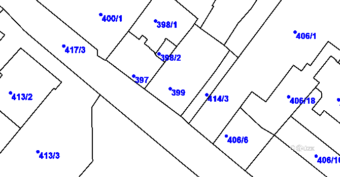 Parcela st. 399 v KÚ Rumburk, Katastrální mapa