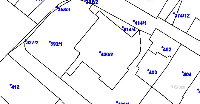 Parcela st. 400/2 v KÚ Rumburk, Katastrální mapa