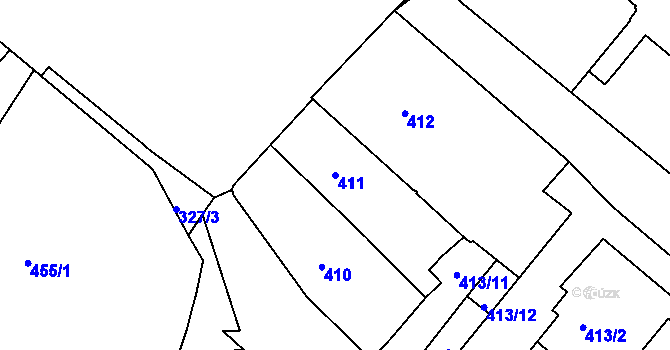 Parcela st. 411 v KÚ Rumburk, Katastrální mapa