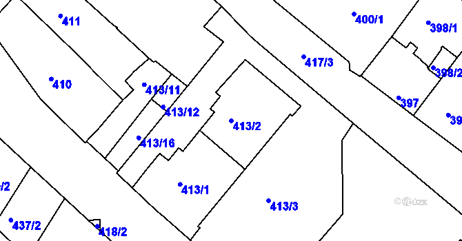 Parcela st. 413/2 v KÚ Rumburk, Katastrální mapa