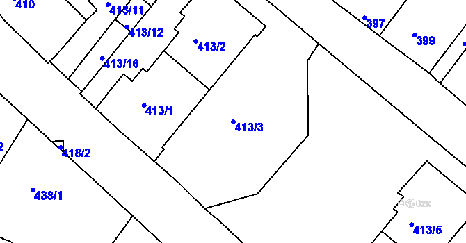 Parcela st. 413/3 v KÚ Rumburk, Katastrální mapa