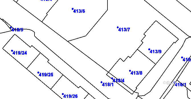 Parcela st. 413/7 v KÚ Rumburk, Katastrální mapa