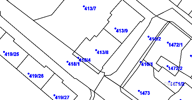 Parcela st. 413/8 v KÚ Rumburk, Katastrální mapa