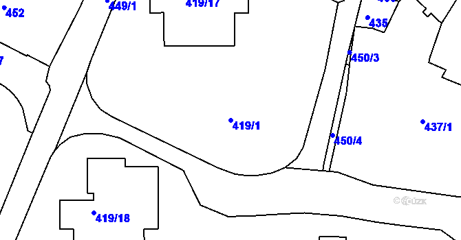 Parcela st. 419/1 v KÚ Rumburk, Katastrální mapa
