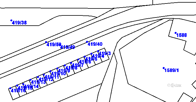 Parcela st. 419/3 v KÚ Rumburk, Katastrální mapa