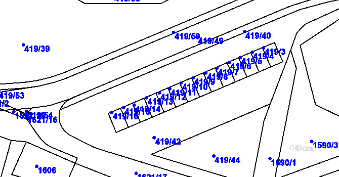 Parcela st. 419/11 v KÚ Rumburk, Katastrální mapa