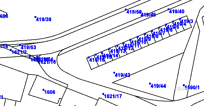 Parcela st. 419/14 v KÚ Rumburk, Katastrální mapa