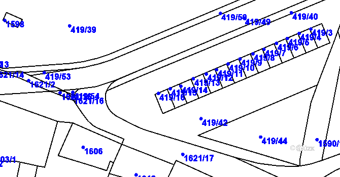 Parcela st. 419/15 v KÚ Rumburk, Katastrální mapa