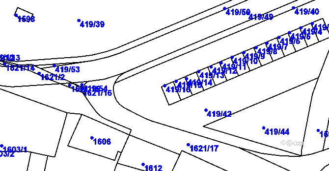 Parcela st. 419/16 v KÚ Rumburk, Katastrální mapa