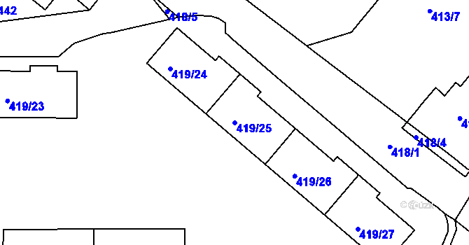 Parcela st. 419/25 v KÚ Rumburk, Katastrální mapa