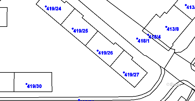 Parcela st. 419/26 v KÚ Rumburk, Katastrální mapa