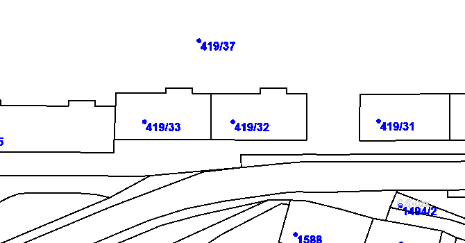 Parcela st. 419/32 v KÚ Rumburk, Katastrální mapa