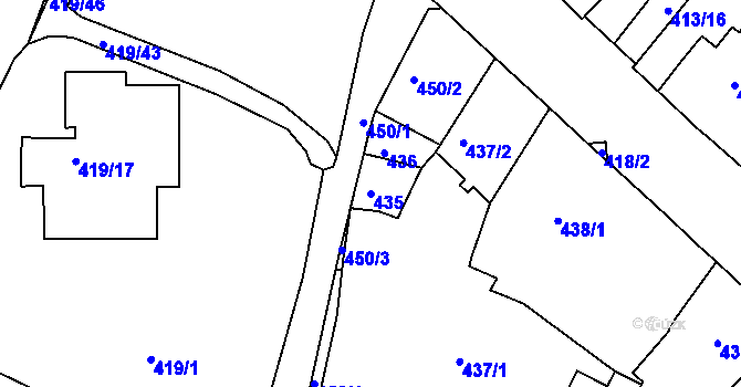 Parcela st. 435 v KÚ Rumburk, Katastrální mapa