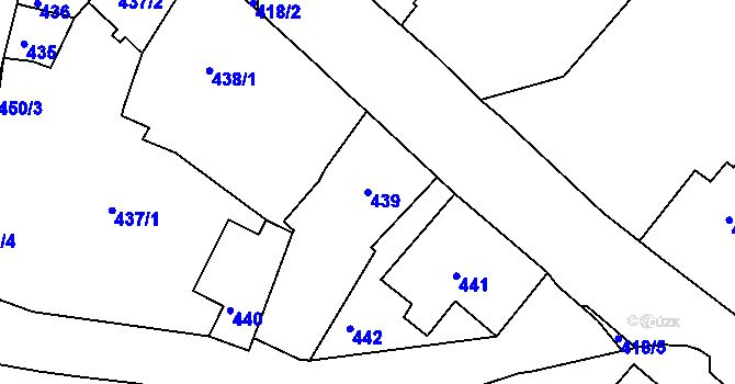 Parcela st. 439 v KÚ Rumburk, Katastrální mapa