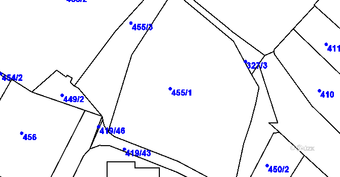 Parcela st. 455/1 v KÚ Rumburk, Katastrální mapa