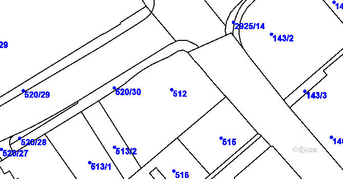 Parcela st. 512 v KÚ Rumburk, Katastrální mapa