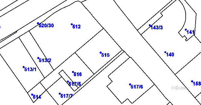 Parcela st. 515 v KÚ Rumburk, Katastrální mapa