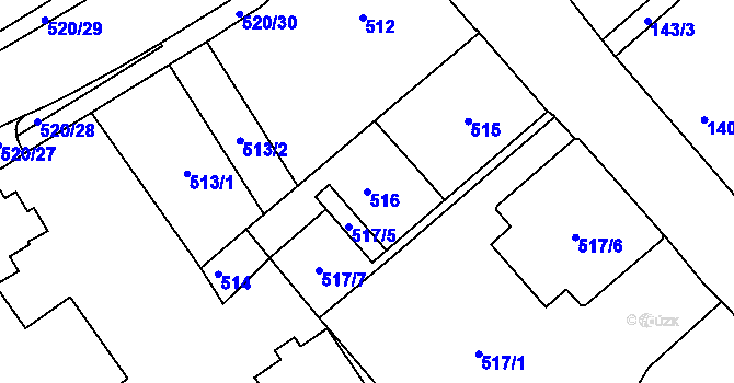 Parcela st. 516 v KÚ Rumburk, Katastrální mapa