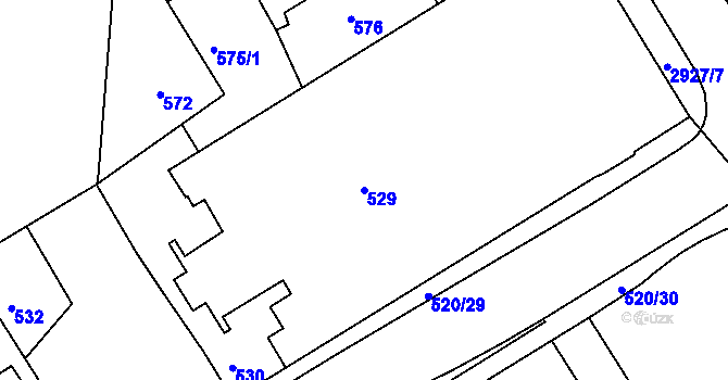 Parcela st. 529 v KÚ Rumburk, Katastrální mapa