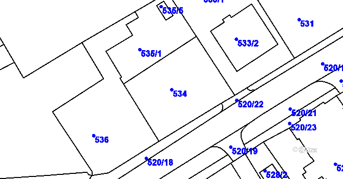 Parcela st. 534 v KÚ Rumburk, Katastrální mapa
