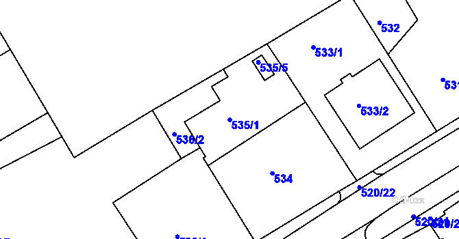 Parcela st. 535/1 v KÚ Rumburk, Katastrální mapa