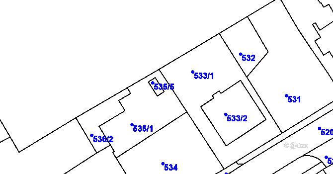 Parcela st. 535/4 v KÚ Rumburk, Katastrální mapa
