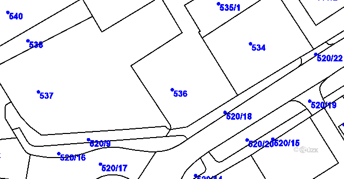 Parcela st. 536 v KÚ Rumburk, Katastrální mapa