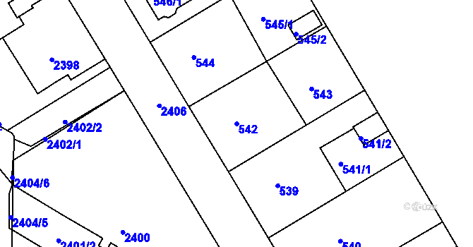 Parcela st. 542 v KÚ Rumburk, Katastrální mapa