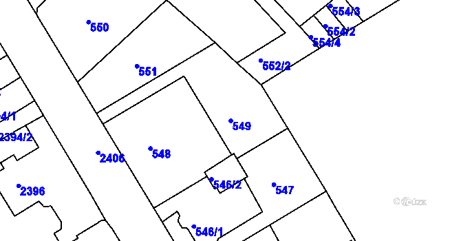 Parcela st. 549 v KÚ Rumburk, Katastrální mapa