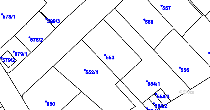 Parcela st. 553 v KÚ Rumburk, Katastrální mapa